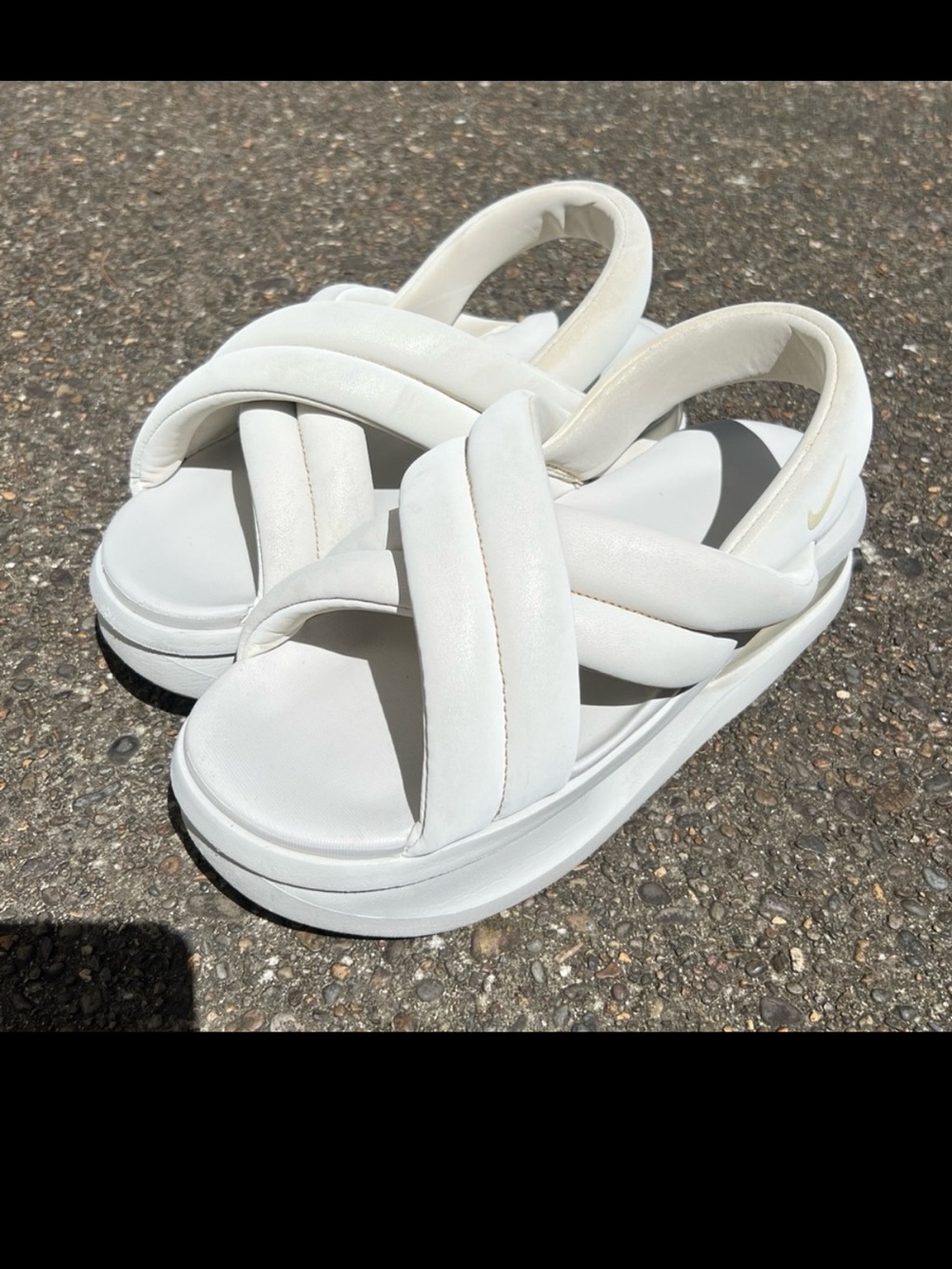Nike Women's Cream Padded Cross-Strap Platform Sandals - Picture 3 of 6